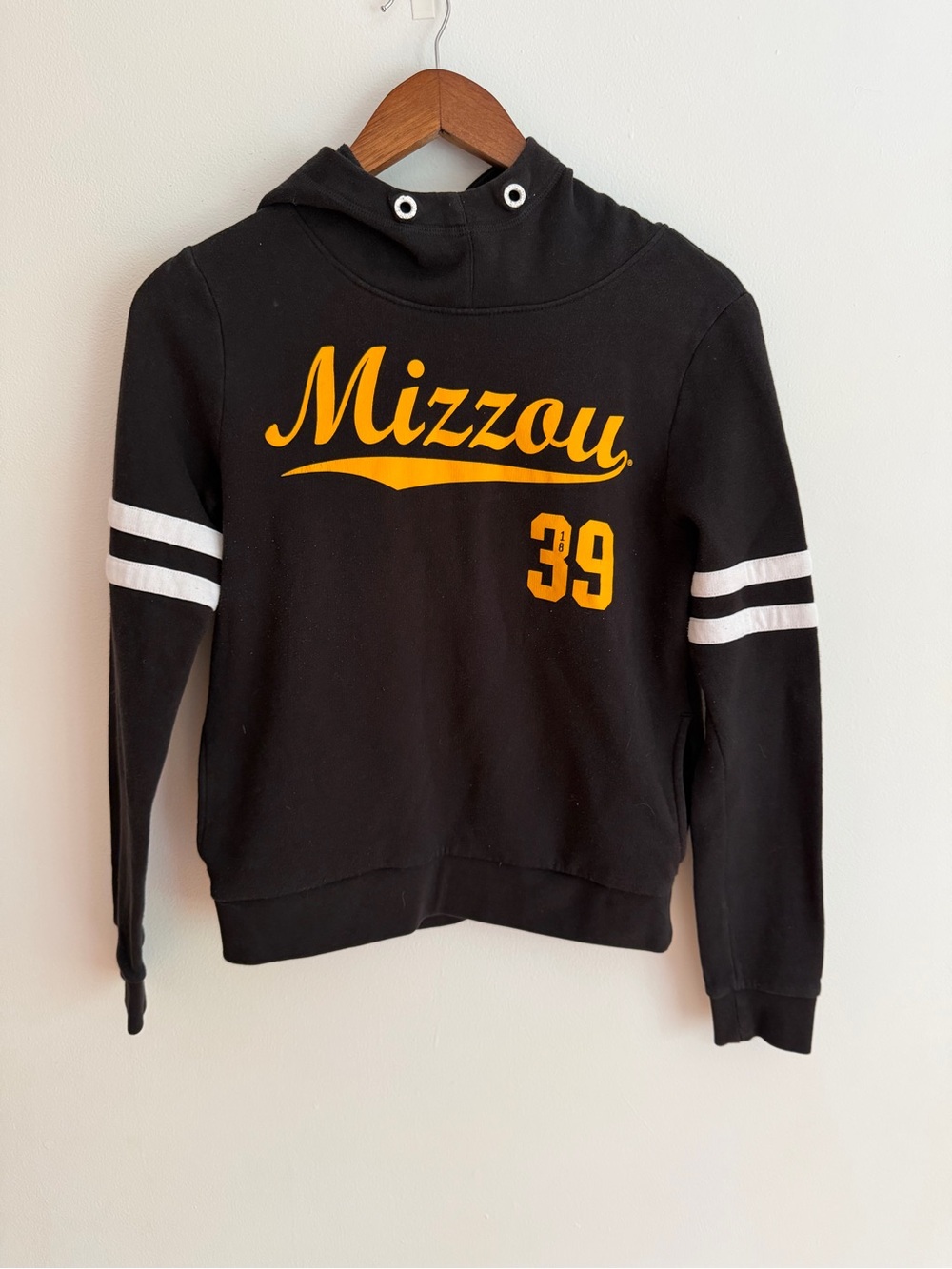 Victoria's Secret PINK Mizzou Tigers Missouri Funnel Neck Hoodie Black Gold XS